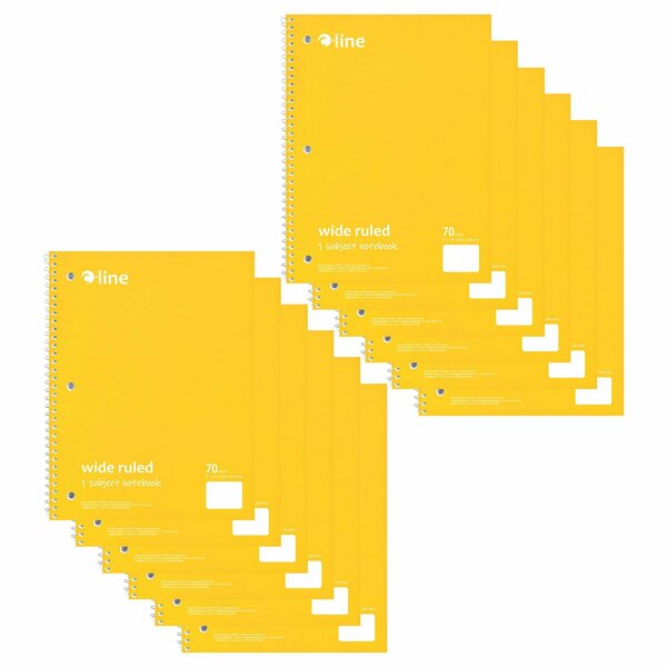 C-Line Products One-Subject Notebook, 70 Page, Wide Ruled, Yellow, 12PK 22040
